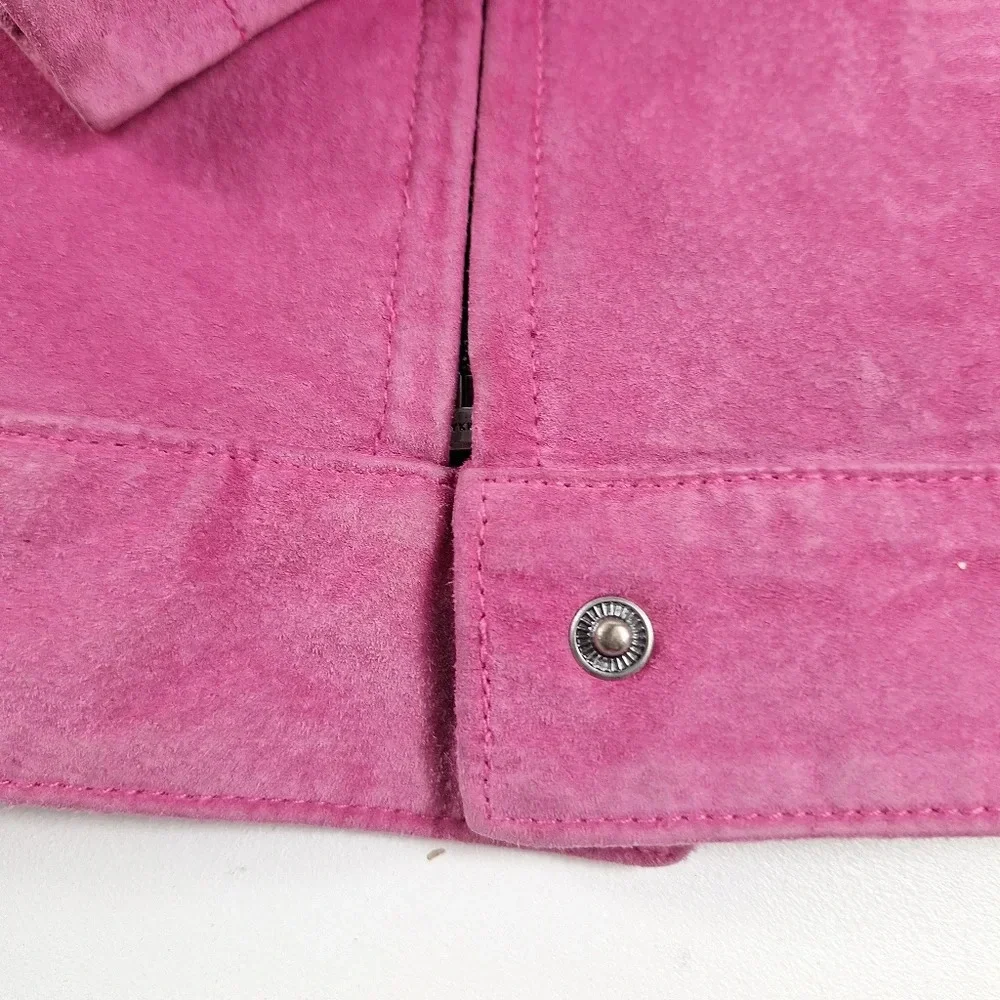 INC International Concepts Suede Pink XL Womens Jacket Silver Colored Zippers - Picture 11 of 16